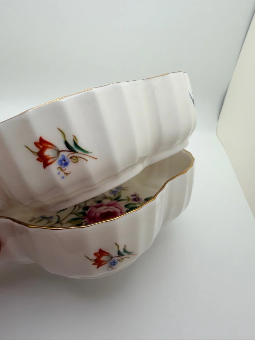 Royal Worcester Whitley Garden Fine Bone China Candy Dishes White Pink Floral
